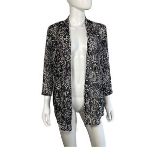 White Stag Black White Animal Print Open Front Cardigan
